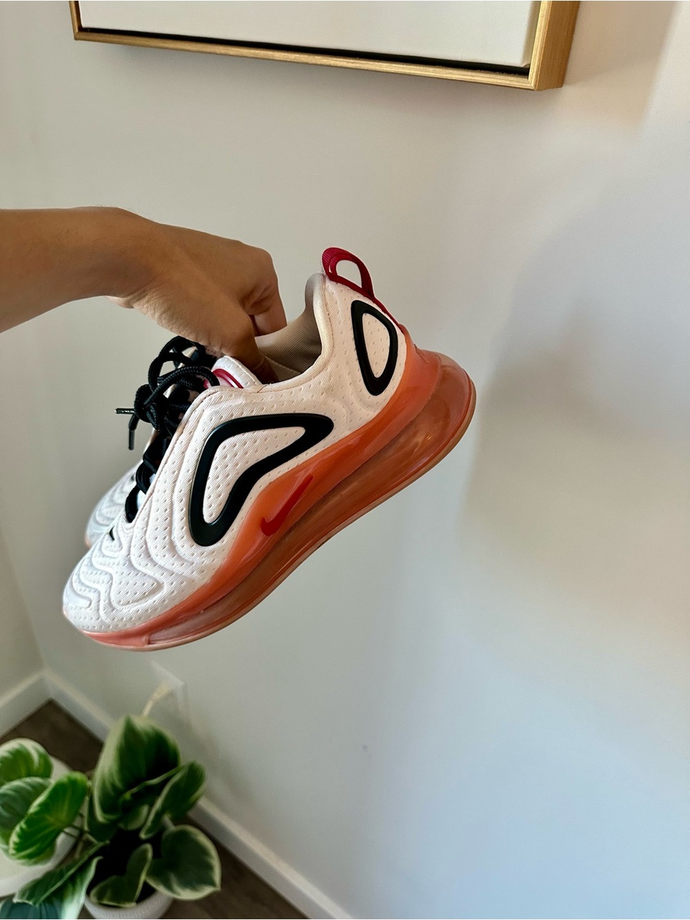 Nike Light Soft Pink Coral and Black Women's Air Max 720 Sneakers
